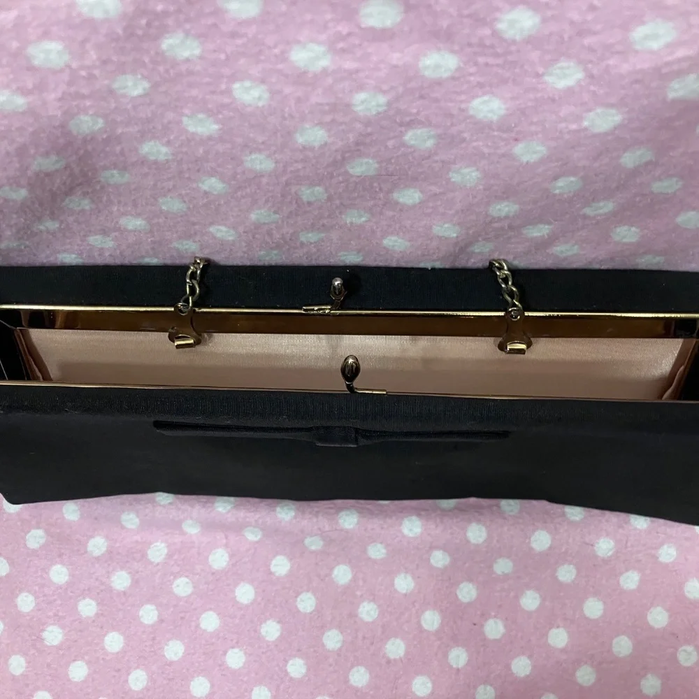 Vintage black clutch - gold clasp